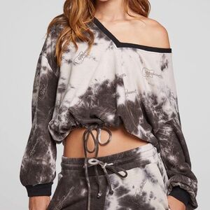 NWT! Chaser Diamond Rock Tie Dye Rhinestone Guitar Pullover Sweatshirt XS